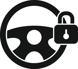 Car steering wheel lock icon simple vector. Auto engine
