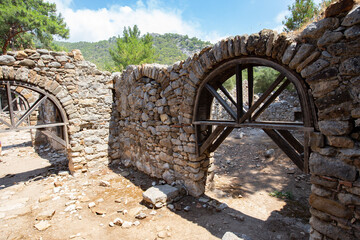 Obraz premium Ancient Byzantine ruins in Olympos town, Cirali, Antalia, Turkey