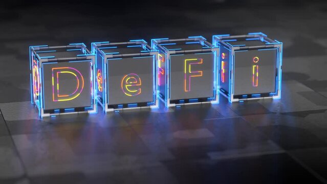 Defi on technological cubes. The concept of decentralized financial services. decentralized finance. Decentralized crypto exchanges.