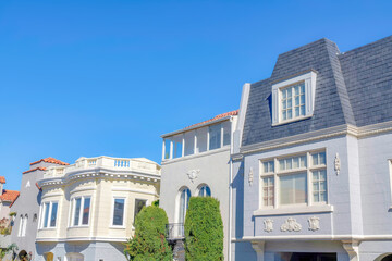 Row of houses with decorative wall exterior at San Francisco, California