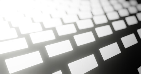 Render with white glowing rectangles, soft focus