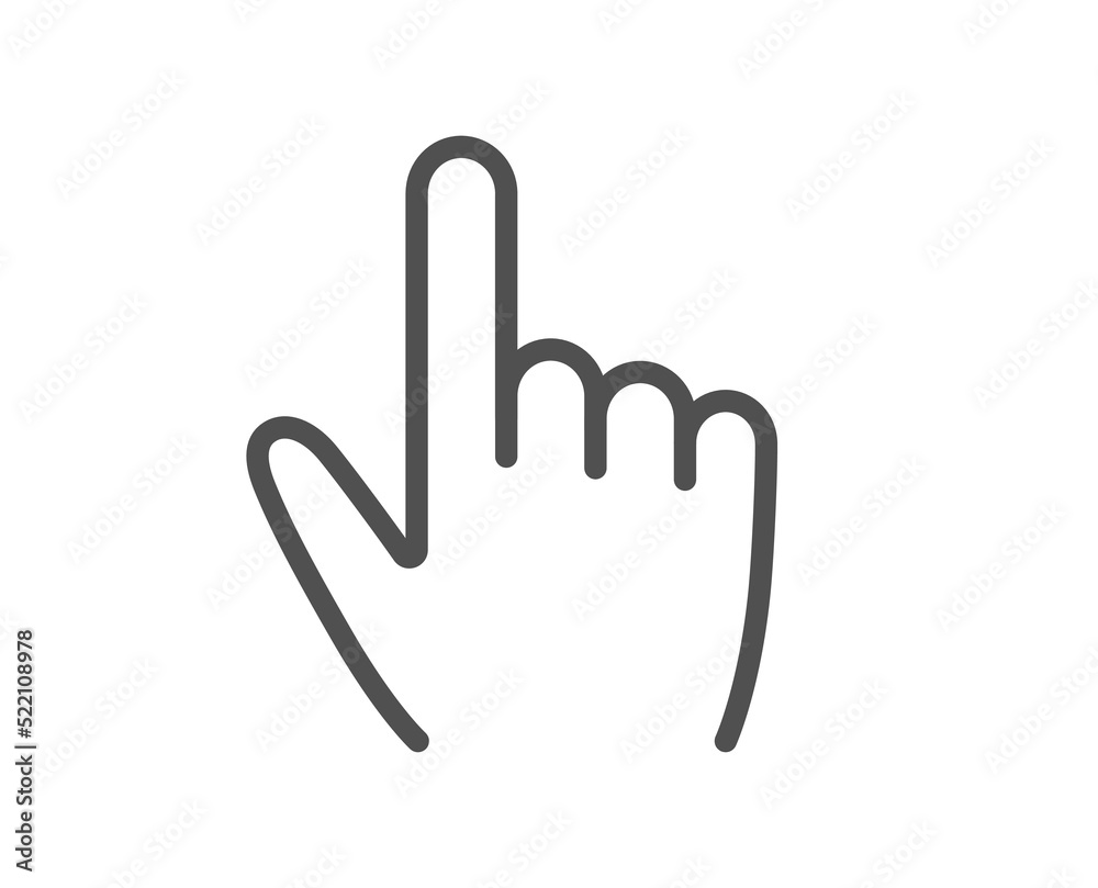 Poster hand cursor line icon. click action sign. finger pointer symbol. quality design element. linear styl