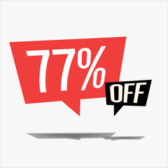 77% off discount sticker sale blue tag isolated vector illustration. discount offer price label, vector price discount symbol floating