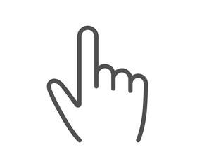 Obraz premium Hand cursor line icon. Click action sign. Finger pointer symbol. Quality design element. Linear style cursor icon. Editable stroke. Vector