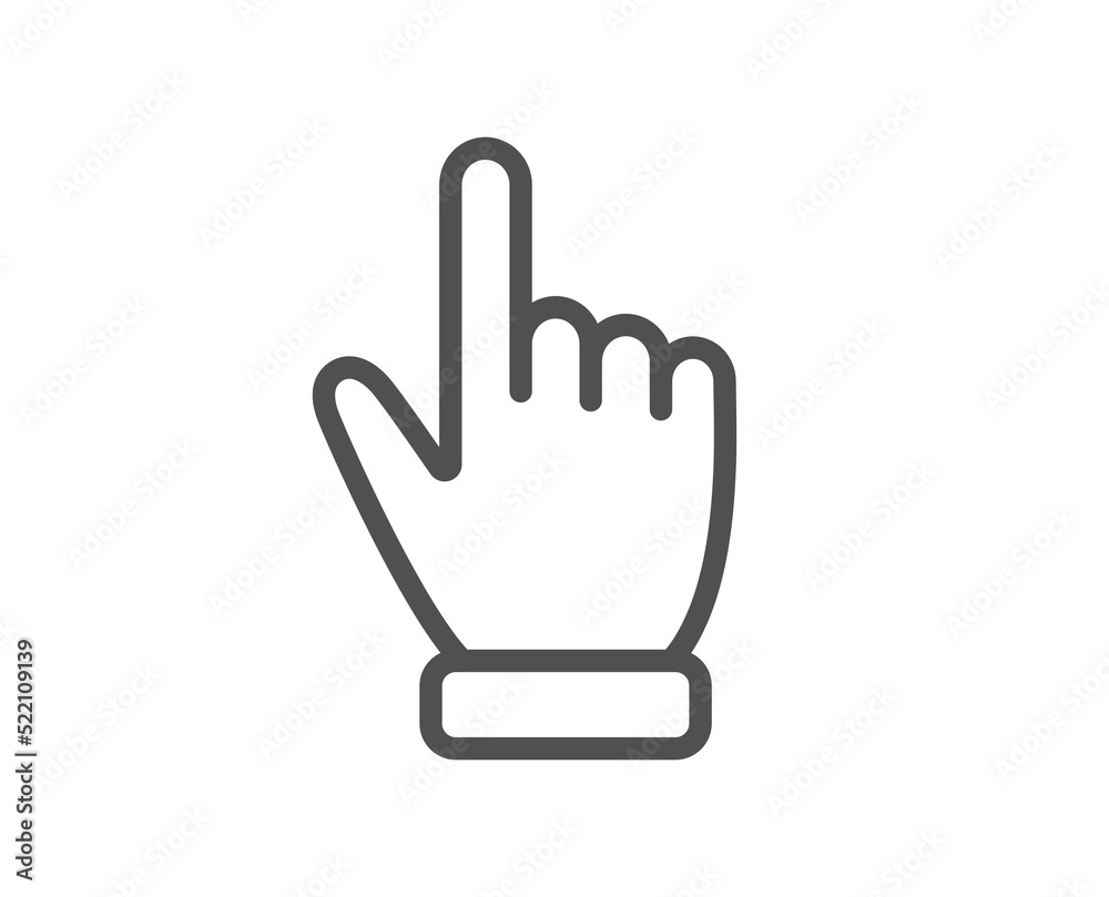 Poster hand cursor line icon. click action sign. finger pointer symbol. quality design element. linear styl