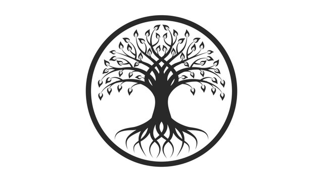 Yggdrasil black silhouette on a white background