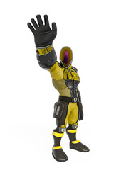 future astronaut cartoon is waving hello