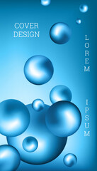 Metal balls are flying around. Cover design, creative background