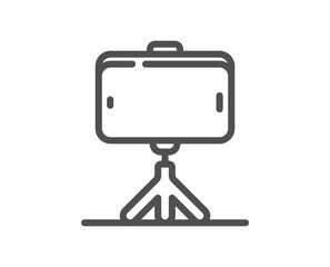 Selfie stick line icon. Mobile accessories sign. Phone photo symbol. Quality design element. Linear style selfie stick icon. Editable stroke. Vector