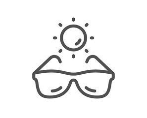 Sunglasses line icon. Sun eyewear sign. Protection glasses symbol. Quality design element. Linear style sunglasses icon. Editable stroke. Vector