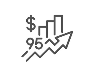 Rise price line icon. Petrol excise duty sign. Tax rate symbol. Quality design element. Linear style rise price icon. Editable stroke. Vector