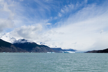 Upsala Glacier view from Argentino lake, Patagonia landscape, Argentina