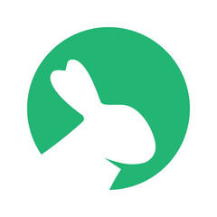 Rabbit head silhouette. Bunny symbol. Hare head silhouette. Farm animal icon isolated on white background.