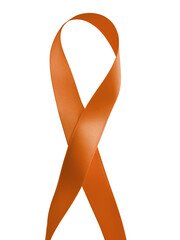 Orange-Cooper ribbon awareness isolated on white background