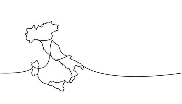 recommend clip art: Italy map one line continuous drawing. Italy borders continuous one line illustration. Vector minimalist linear illustration