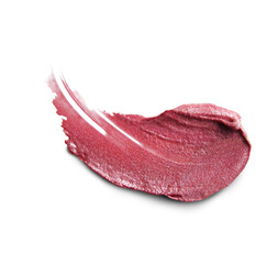 Smudged lipstick on white background