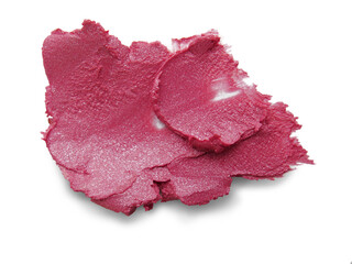 Smudged lipstick on white background