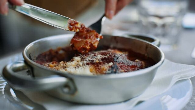 Traditional italian lasagne in bowl.