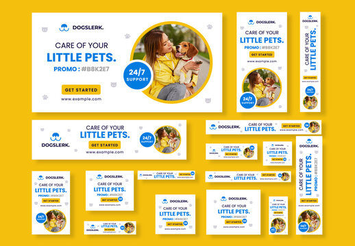 Pet Care Web Banner Ads Set