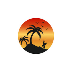 Fototapeta na wymiar Happy surfing beach logo