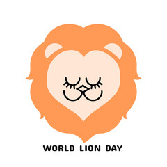 2D illustration of Cute Lion Head logo for print, card, banner, web, video etc.