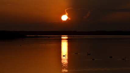 sunset at Hirschauer Bucht, lake Chiemsee, Bavaria