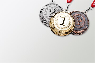 Fototapeta Gold, silver and bronze, medal set, winter olympic game obraz