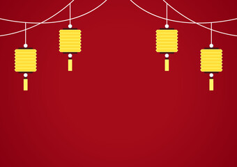 Chinese new year poster. wallpaper. free space for text. Chinese lamp vector.