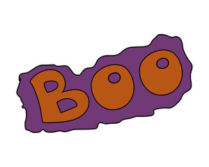 Horizontal Halloween banner with vector logo on purple background. Halloween inscription, isolated vector illustration