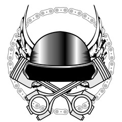 biker crest insignia tattoo helmet illustration in vector format