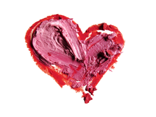 smashed red heart shaped on transparent background