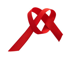 Valentine Heart Red Silk Ribbon Love Symbol on transparent background