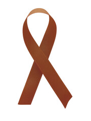 Brown ribbon awareness isolated on transparent background