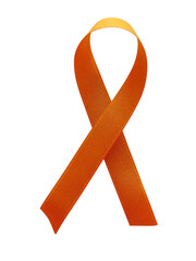 Orange-Cooper ribbon awareness isolated on transparent background