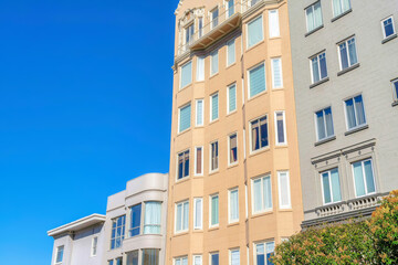 Row of apartment and condominium buildings at San Francisco, CA