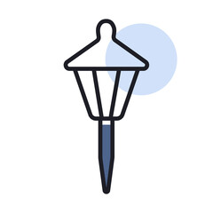 Small garden light icon. Solar powered lamp sign