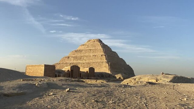 The step pyramid at Saqqara , Egypt