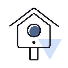 Wooden birdhouse, place for nest vector icon