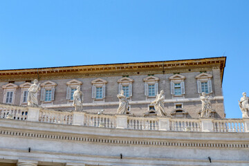 Fototapeta na wymiar Exterior of the papal apartments of the Apostolic Palace in the Vatican City