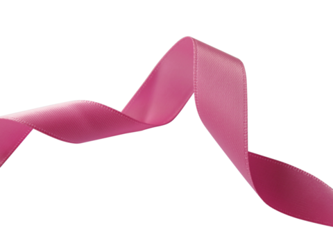 Pink ribbon over transparent background, design element