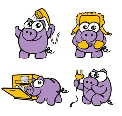 Energie Sparschweine Cartoonfiguren farbig Energie sparen