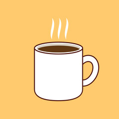 Coffee cup cartoon vector. Coffee cup logo design. Coffee cup doodle symbol.