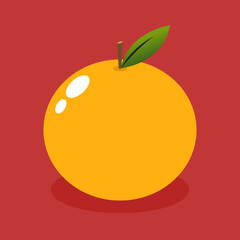Mandarin orange on shadow flat design vector - illustration. Chinese New Year Mandarin Orange.