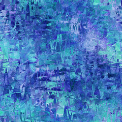 Seamless pattern in blue and turquoise colors. Abstract textured background with waves, ripples, blurring. Bright textures for design. Computer graphics