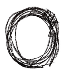 Circle shape made with black pastel crayon on transparent background - 522120359