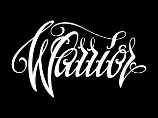 Fototapeta premium Warrior lettering in modern tattoo style. Design element