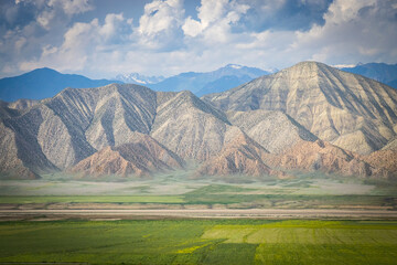 toktogul, mountain landscape in kyrgyzstan, central asia