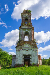 Fototapeta na wymiar Abandoned Orthodox bell tower