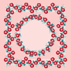 Obraz premium Unusual scarf floral print. Floral pretty background for scarf print, textile, surface, covers, scrapbooking, decoupage. Modern style millefleurs.