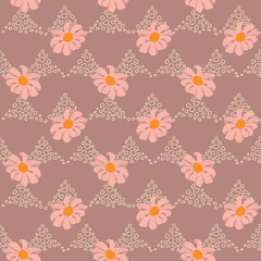 Seamless decorative elegant pattern with cute flowers. Print for textile, wallpaper, covers, surface. For fashion fabric. Retro stylization.